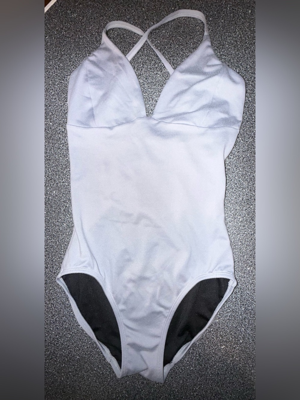 Jo & Jax Gray Dance Leotard with Cross-Back Straps Size Adult Small